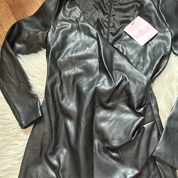 Hello Molly Black Faux Leather Dress - Picture 6 of 7